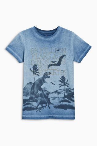 Blue Dino Print T-Shirt (3-16yrs)